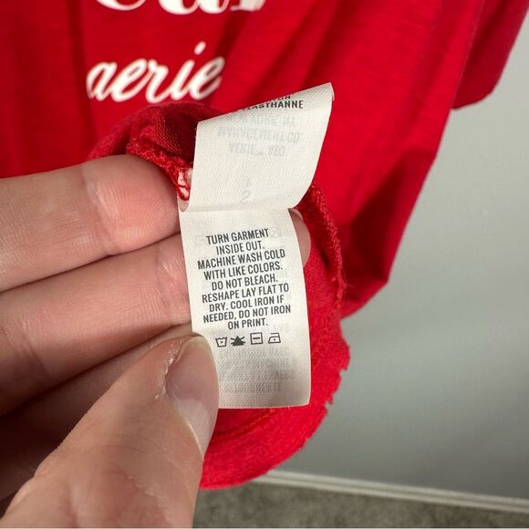 Aerie Real Soft Red Short Sleeve Oversized Give Real Tee Size Small Lightweight - Picture 10 of 14